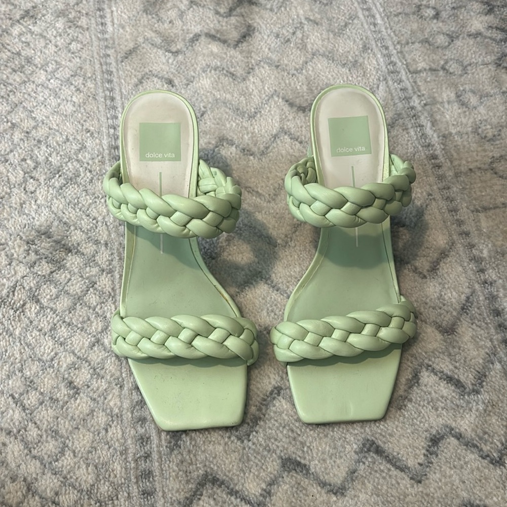 Dolce Vita light green braided heels